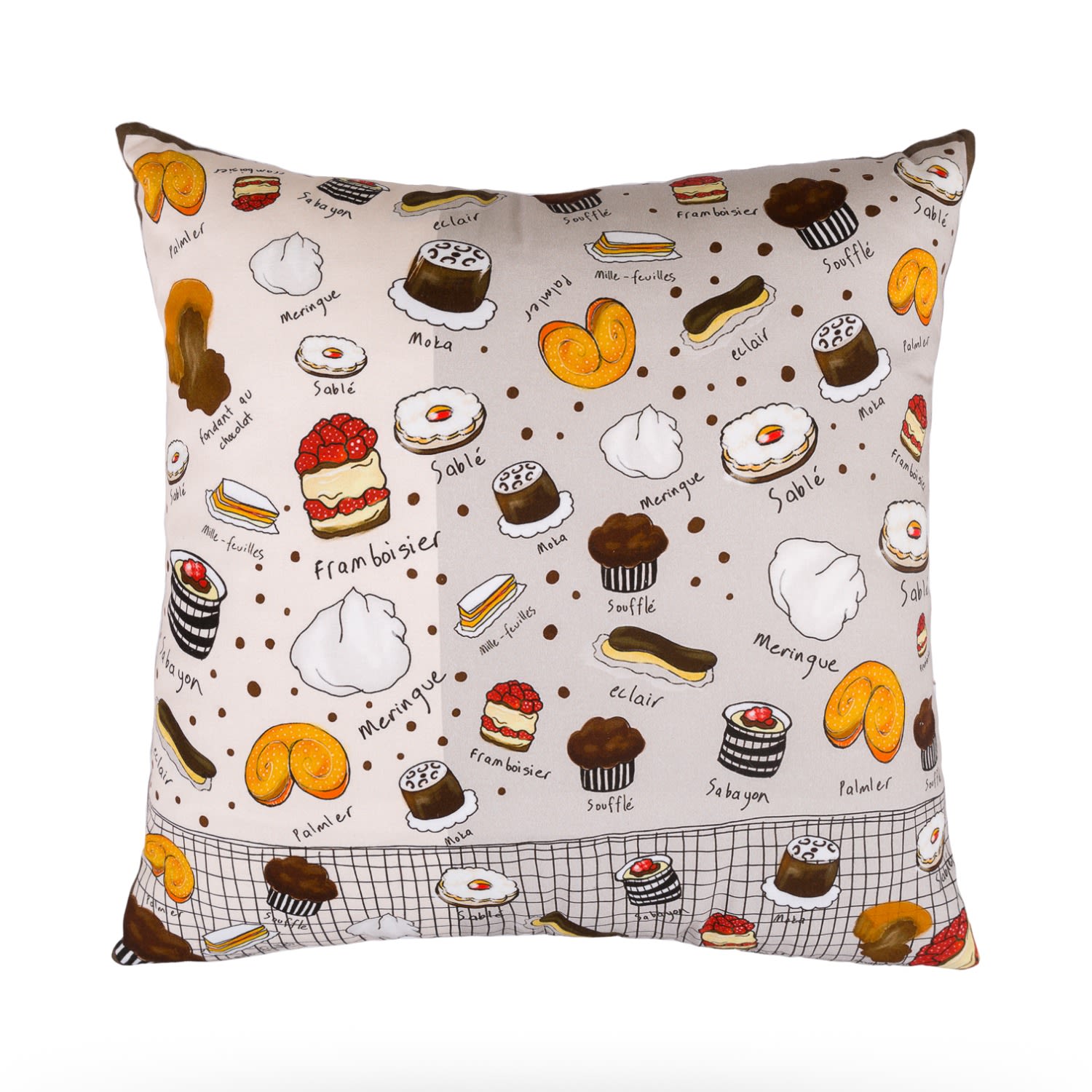 Brown French Desserts Cotton Cushion Set One Size Un Poco