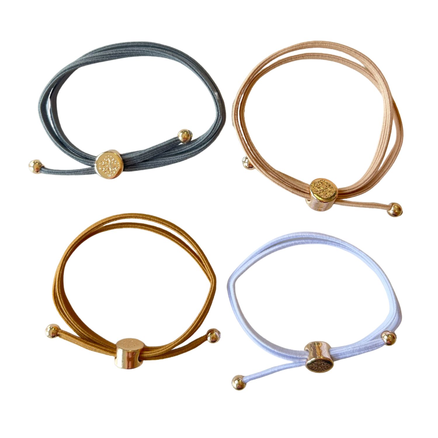Smith & Co. Jewel Design Women's Neutrals Skinny Hair Tie Set - Neutral In Yellow