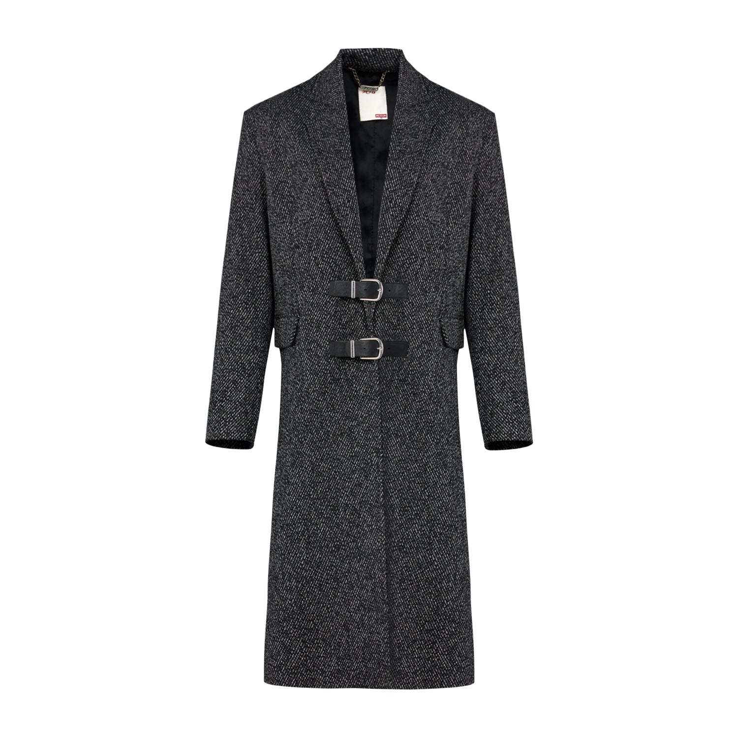 Pcfg Men's Black Your Itch Wool Long Overcoat