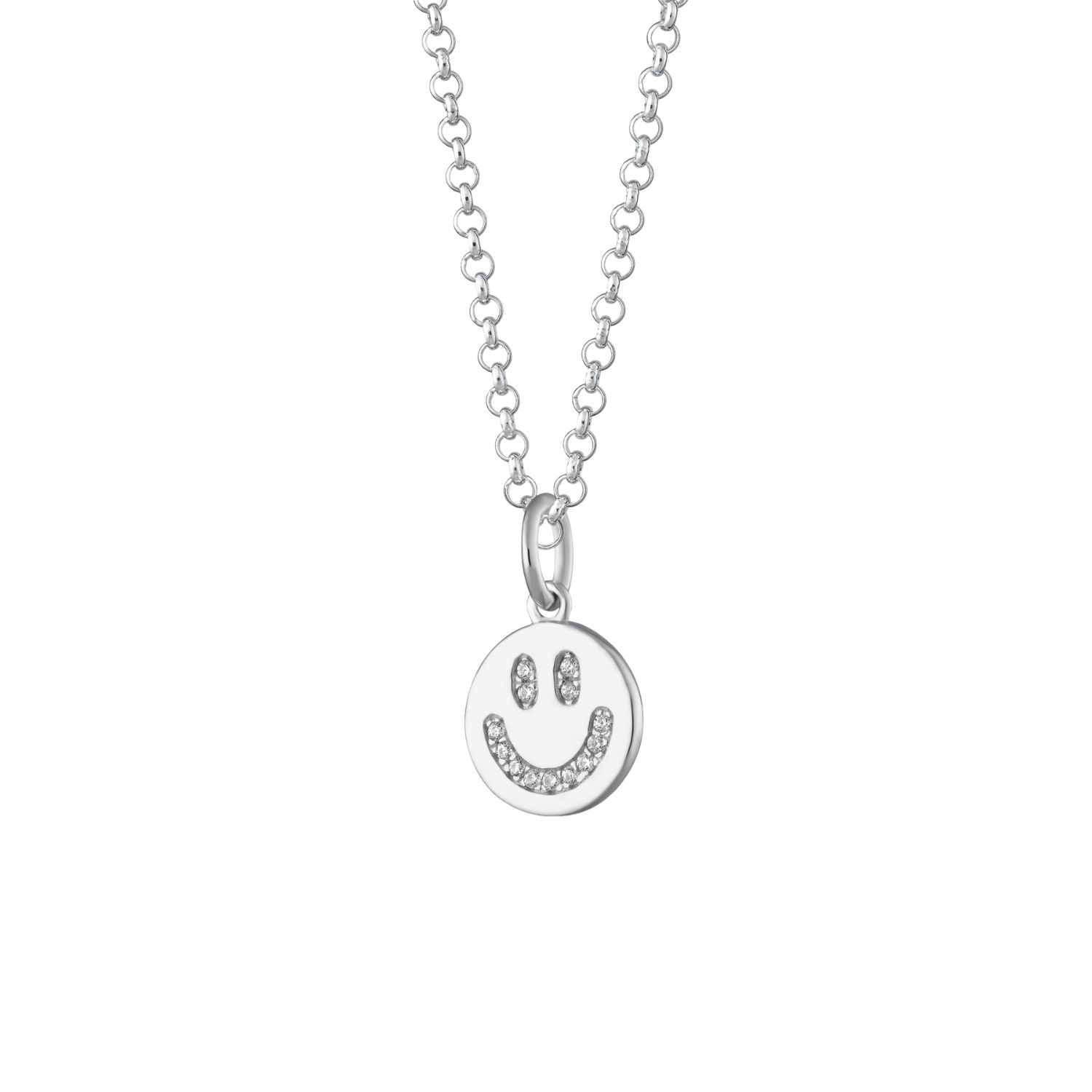 Scream Pretty Women's Silver Smiley Face Charm Necklace