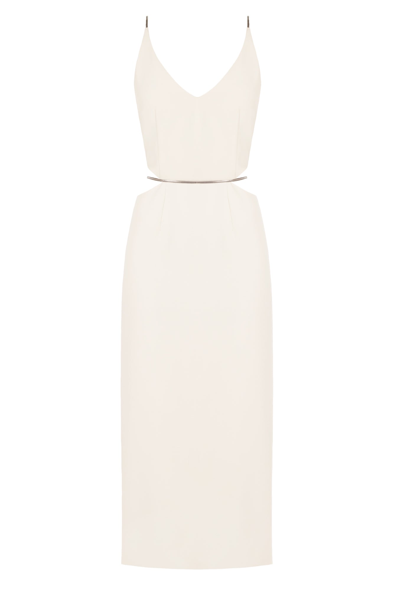 Shop Undress Women's Neutrals Alma Pastel Midi Dress With Flat Snake Chain Straps In White