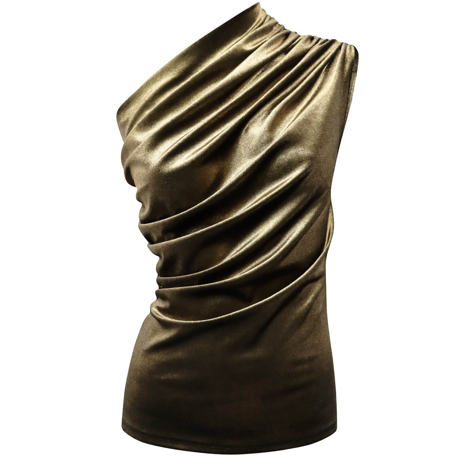 Me&thee Women's Mixed Signals Gold Velvet One Shoulder Top In Brown