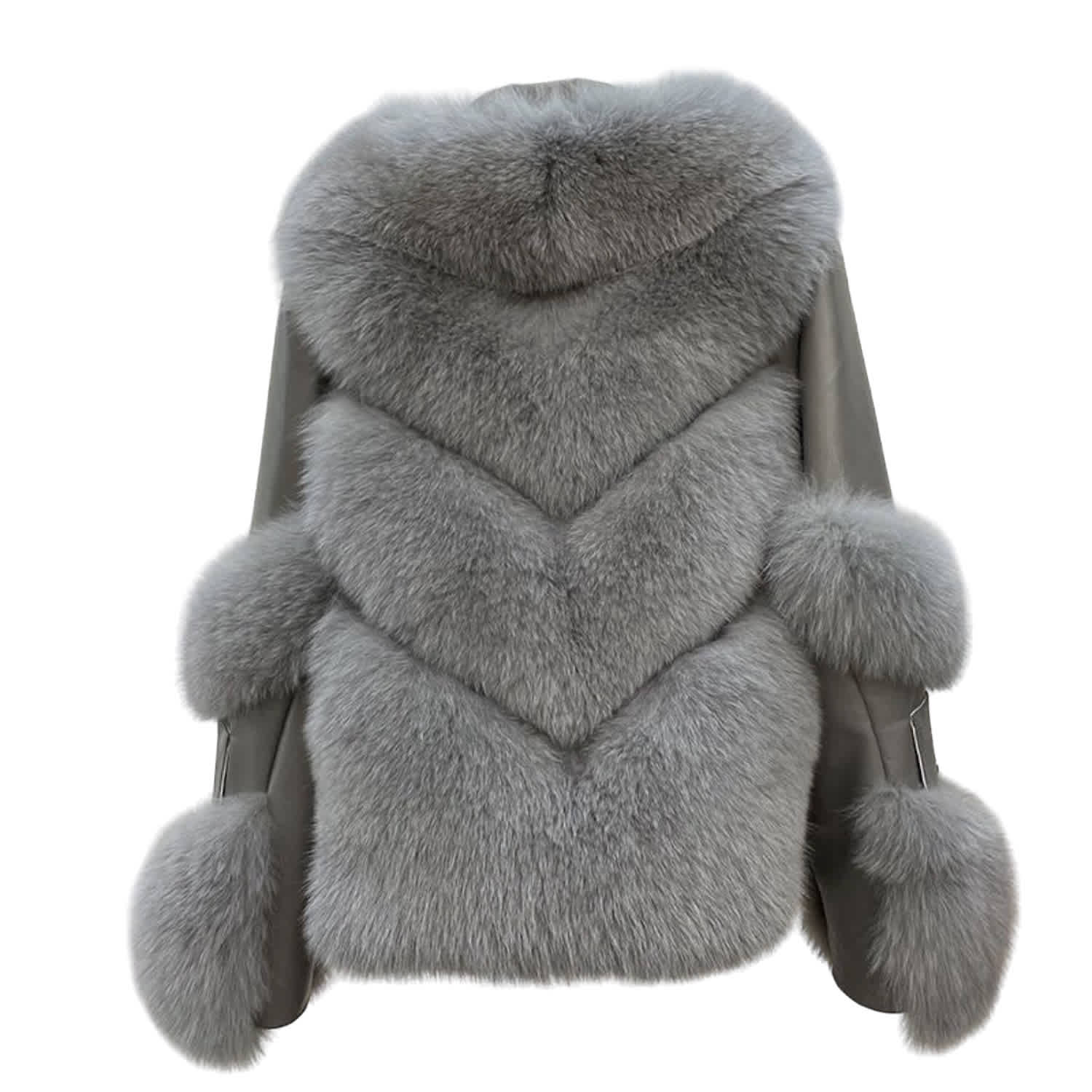 Galaxy Jacket Grey Coat Faux Fur Eco-Friendly Leather Zipper