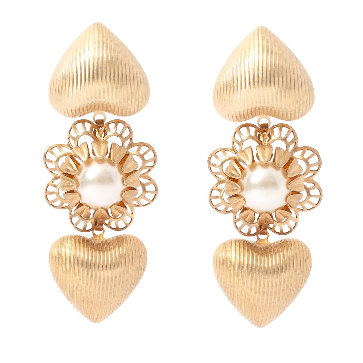 Women’s Gold / White Sweetheart Earring Castlecliff