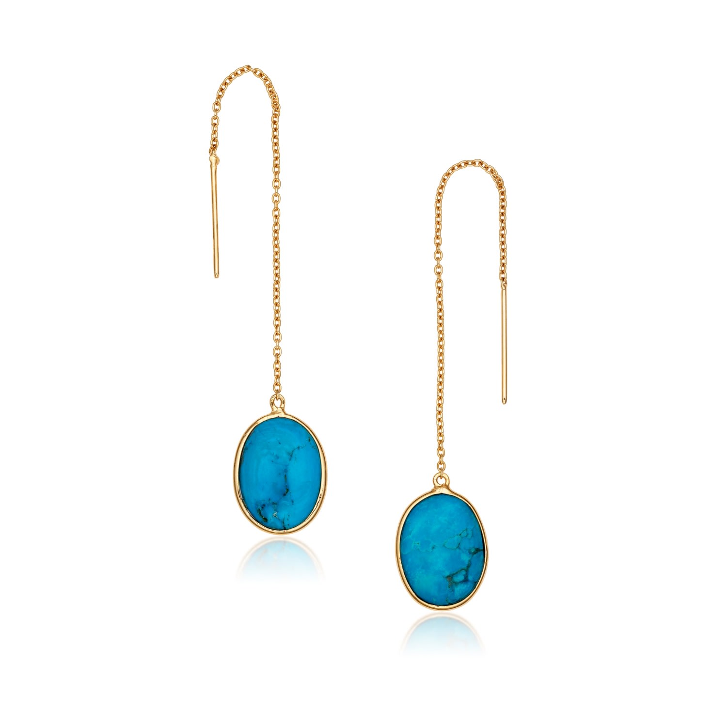 Women’s Gold / Blue Natural Turquoise Threader Earrings Preeti Sandhu