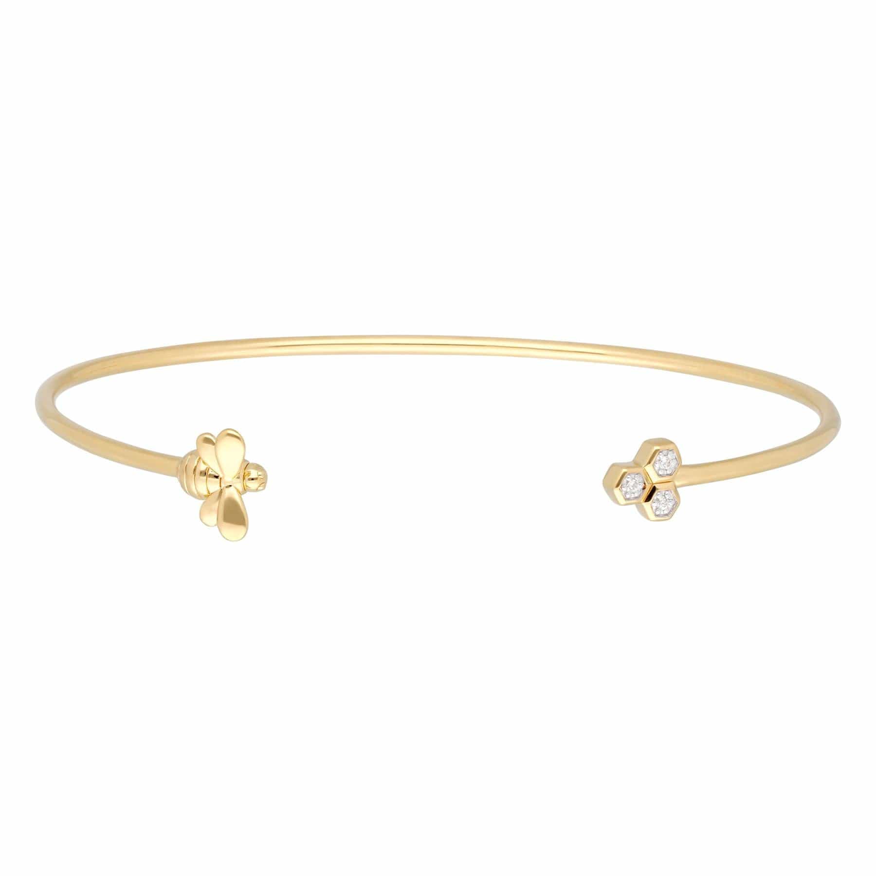 Women’s Honeycomb Inspired Diamond Trilogy Bee Bangle In Yellow Gold Gemondo