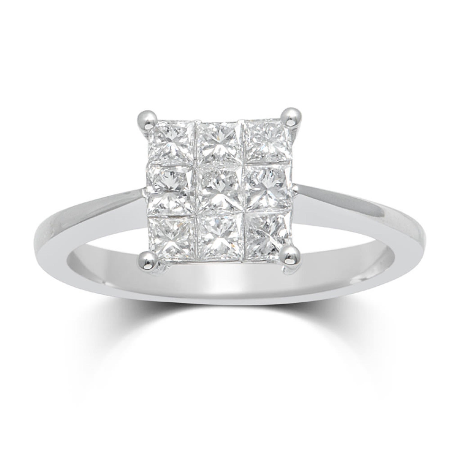 Artisan Women's 18k White Gold Cocktail Ring With Channel Set Square Diamonds In Metallic