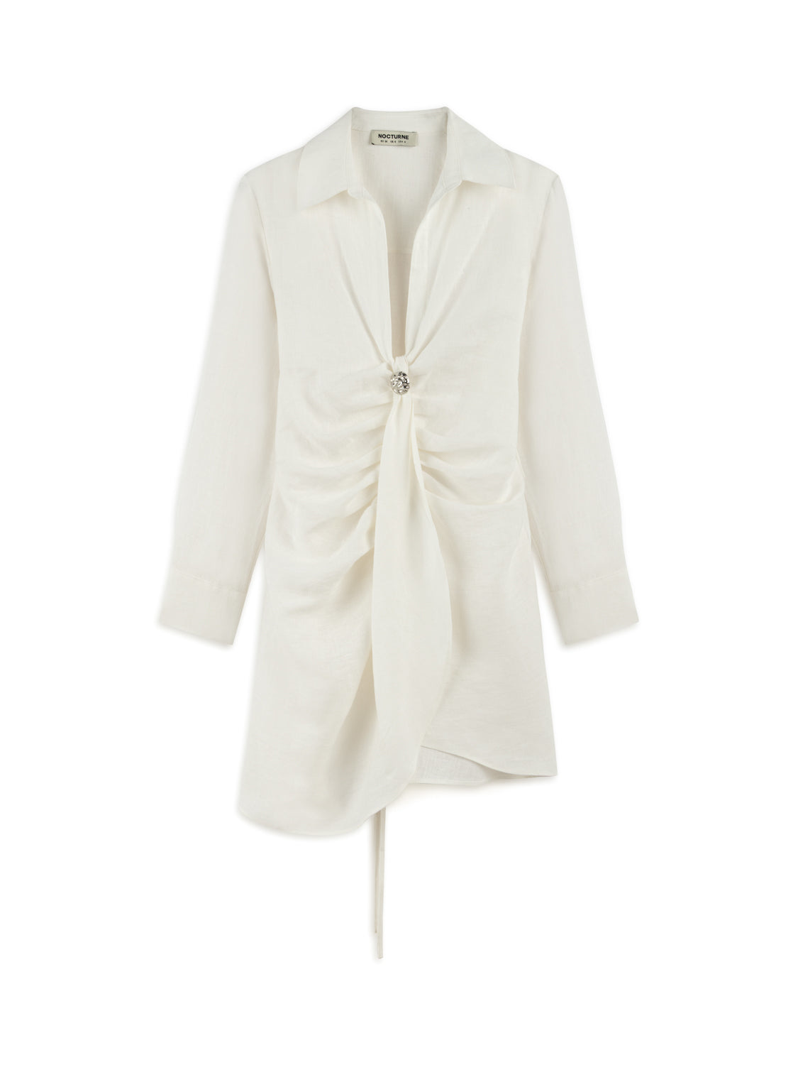 Nocturne Women's White Ecru Linen Mini Dress With Accessory Detail In Neutral