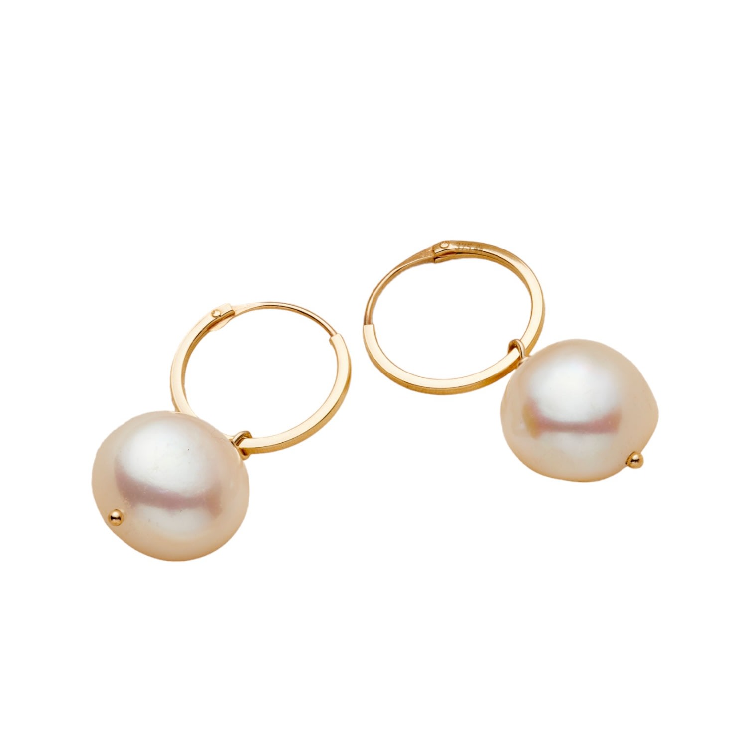 Women’s Large Pearl Gold Hoop Earrings Posh Totty Designs