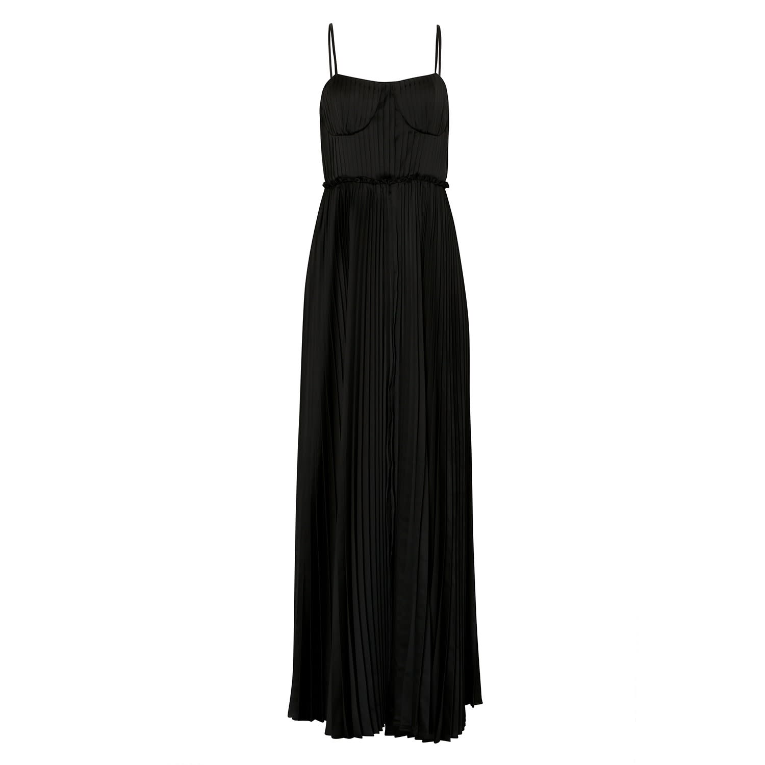 satin pleated maxi dress