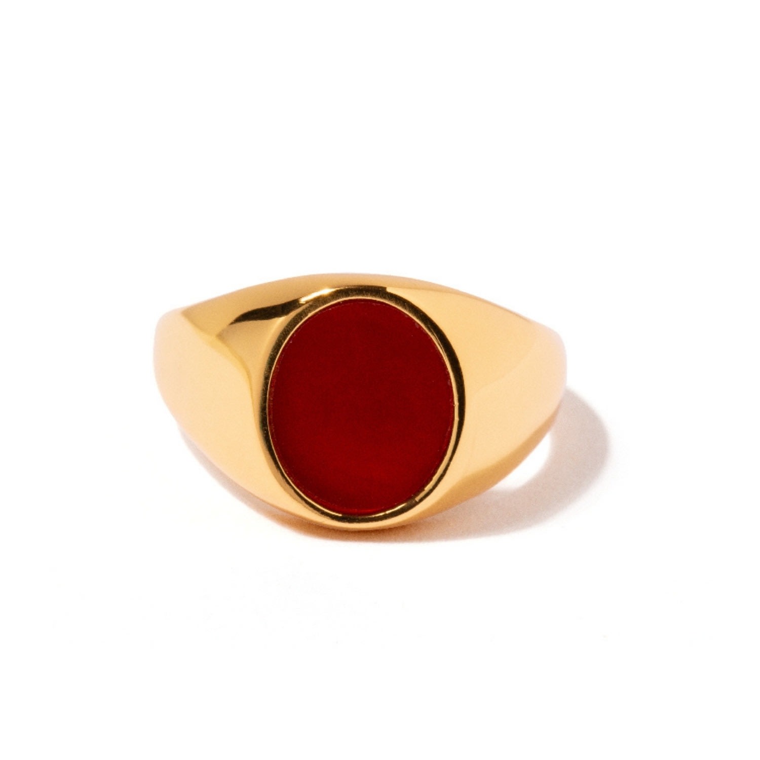 Little Sky Stone Women's Gold / Red Laurel Red Agate Signet Gold Ring