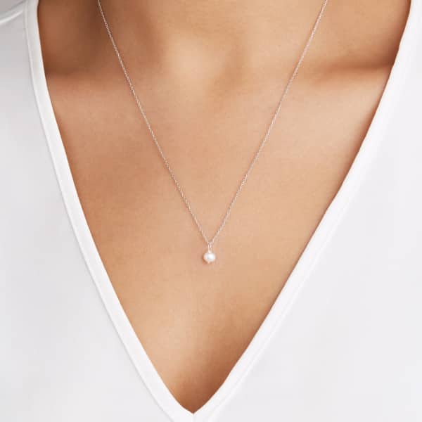 Lily & Roo Sterling Silver Single Pearl Pendant Necklace In Pendant