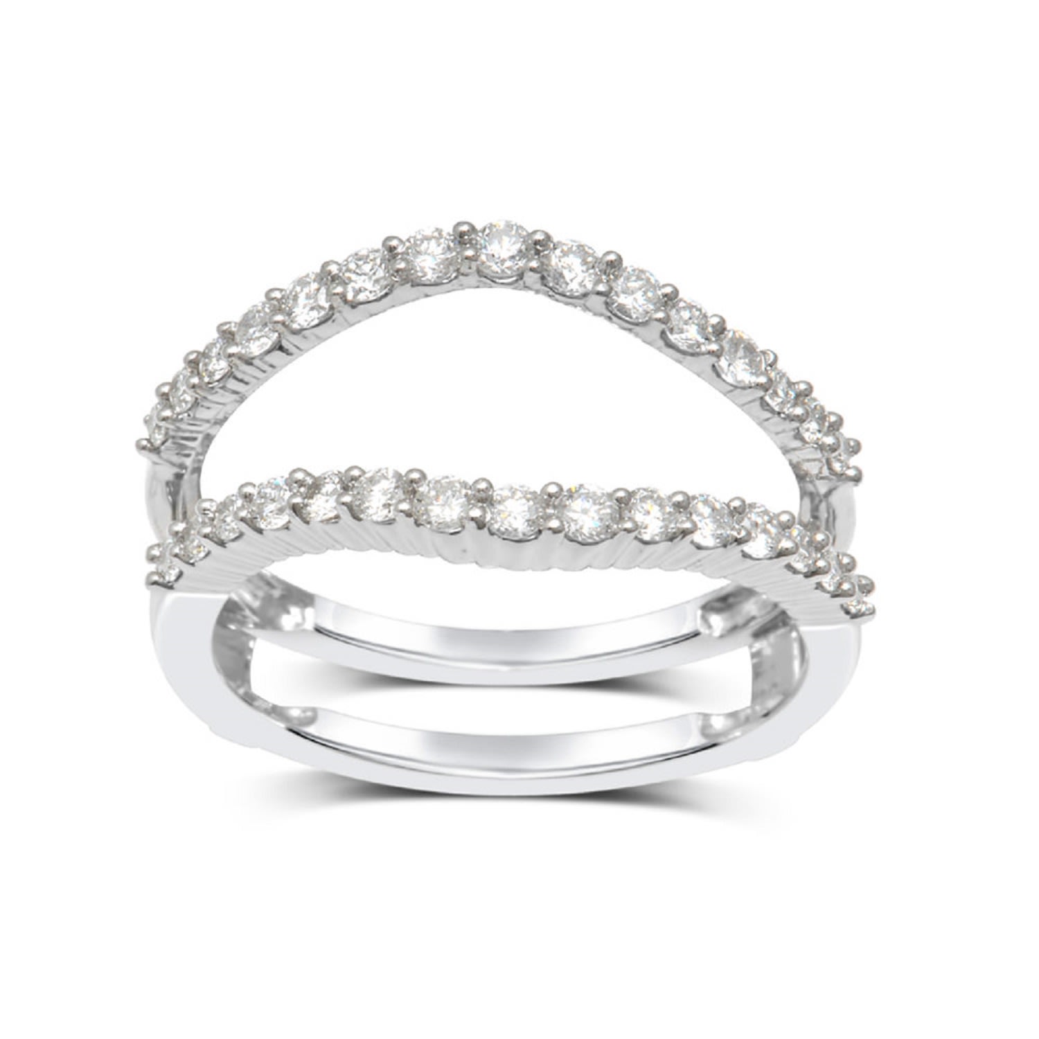 Artisan Women's 14k White Gold With Round Natural Diamond Guard Wrap Enhancer Band Ring In Metallic