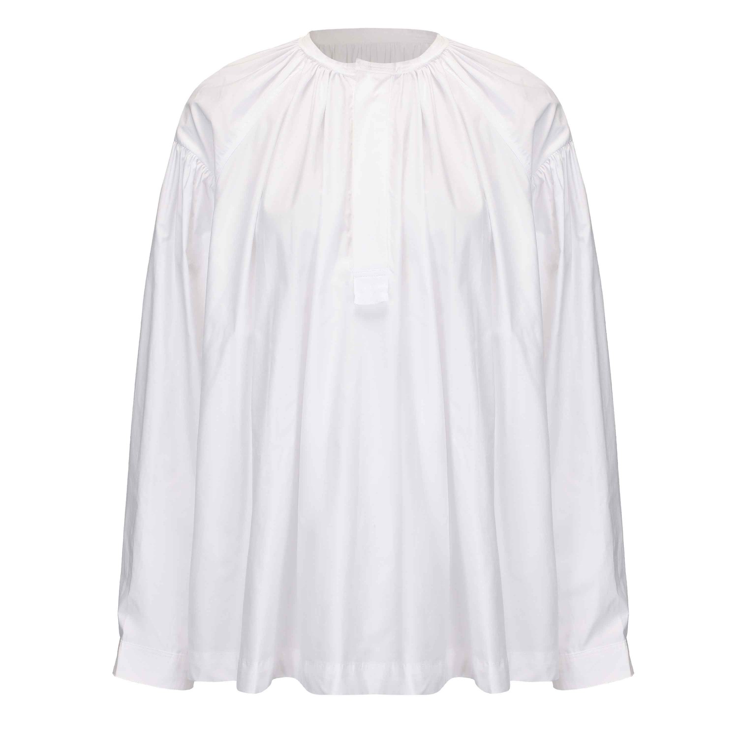 Mute By Jl Women's White Raw Edge Cotton Gathered Blouse