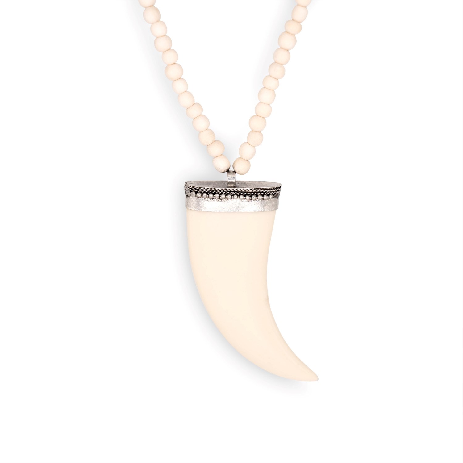 Jojo Harris Women's Neutrals / Silver Justine Talon And Wood Long Necklace
