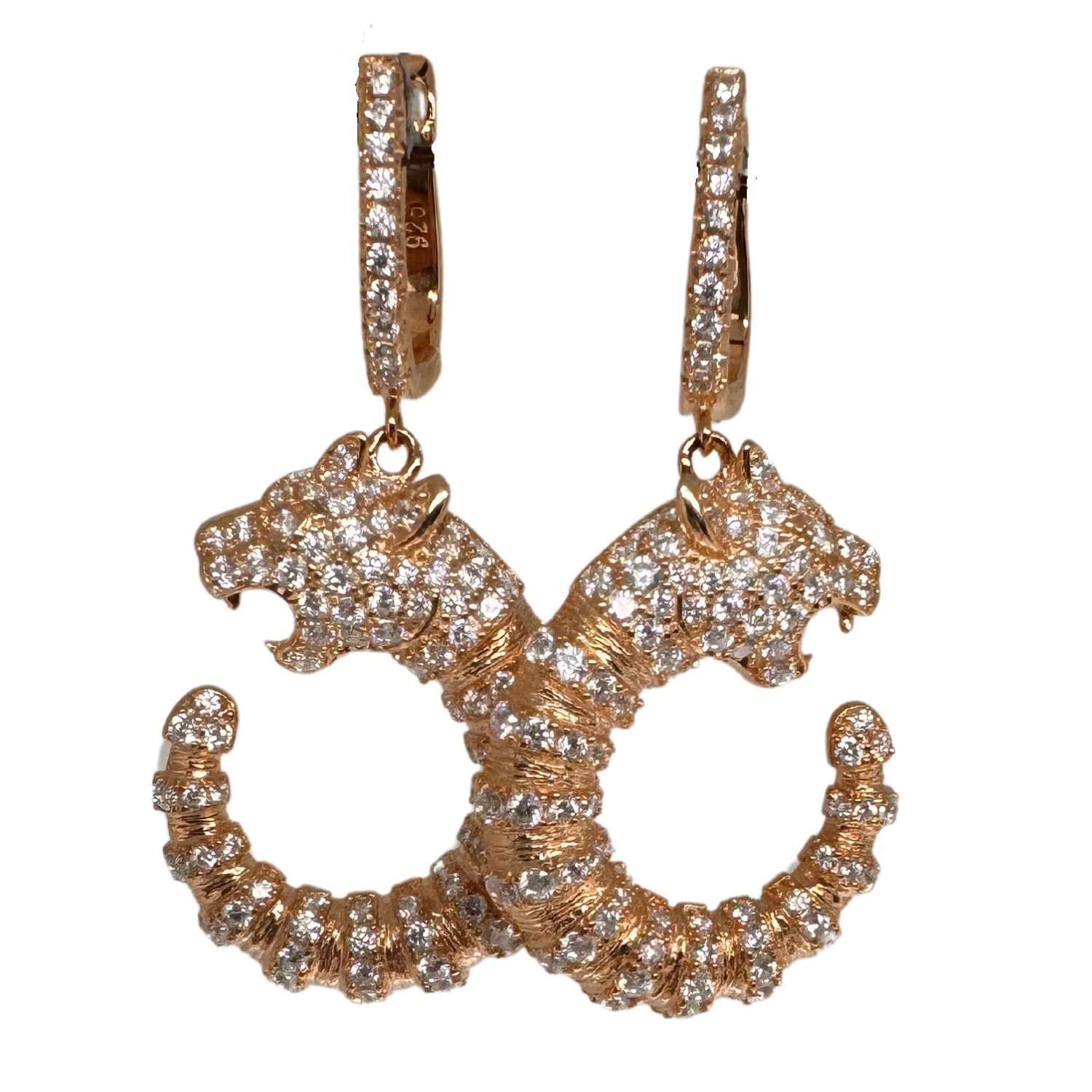 Black And Wild Women's Panther Silver And Rose Gold Crystal Sparkle Majesty Earrings In Gold