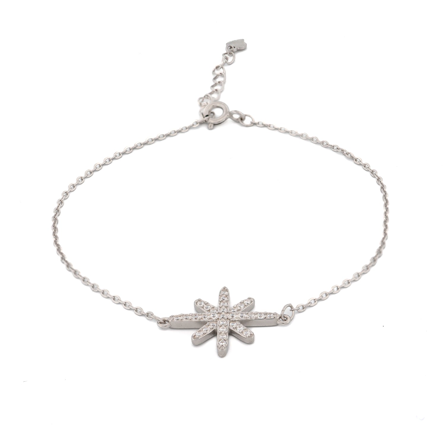 Ebru Jewelry Women's Guidance Star Sterling Silver & Diamond Chain Bracelet - Silver In Metallic