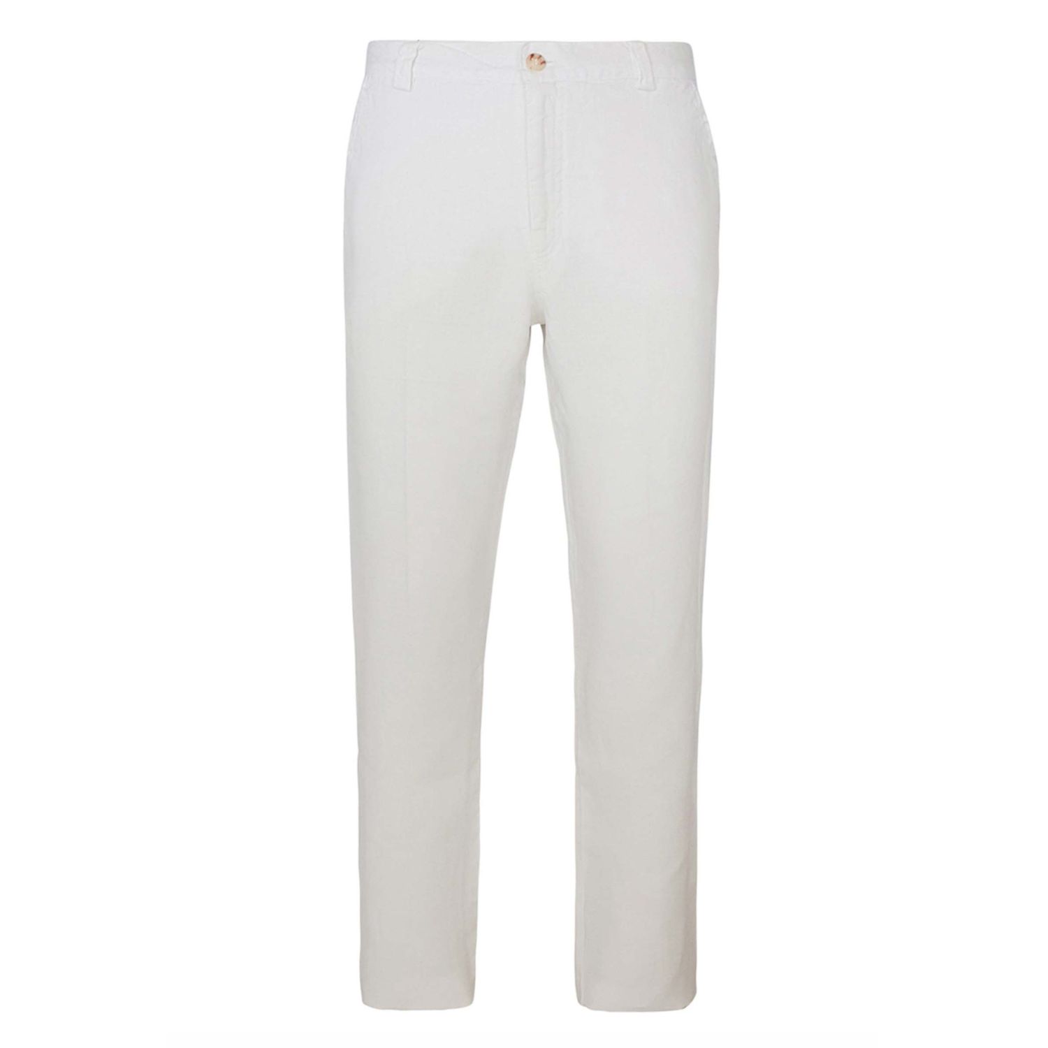 Haris Cotton Men's Linen Pants With Back Cargo Pockets White In White