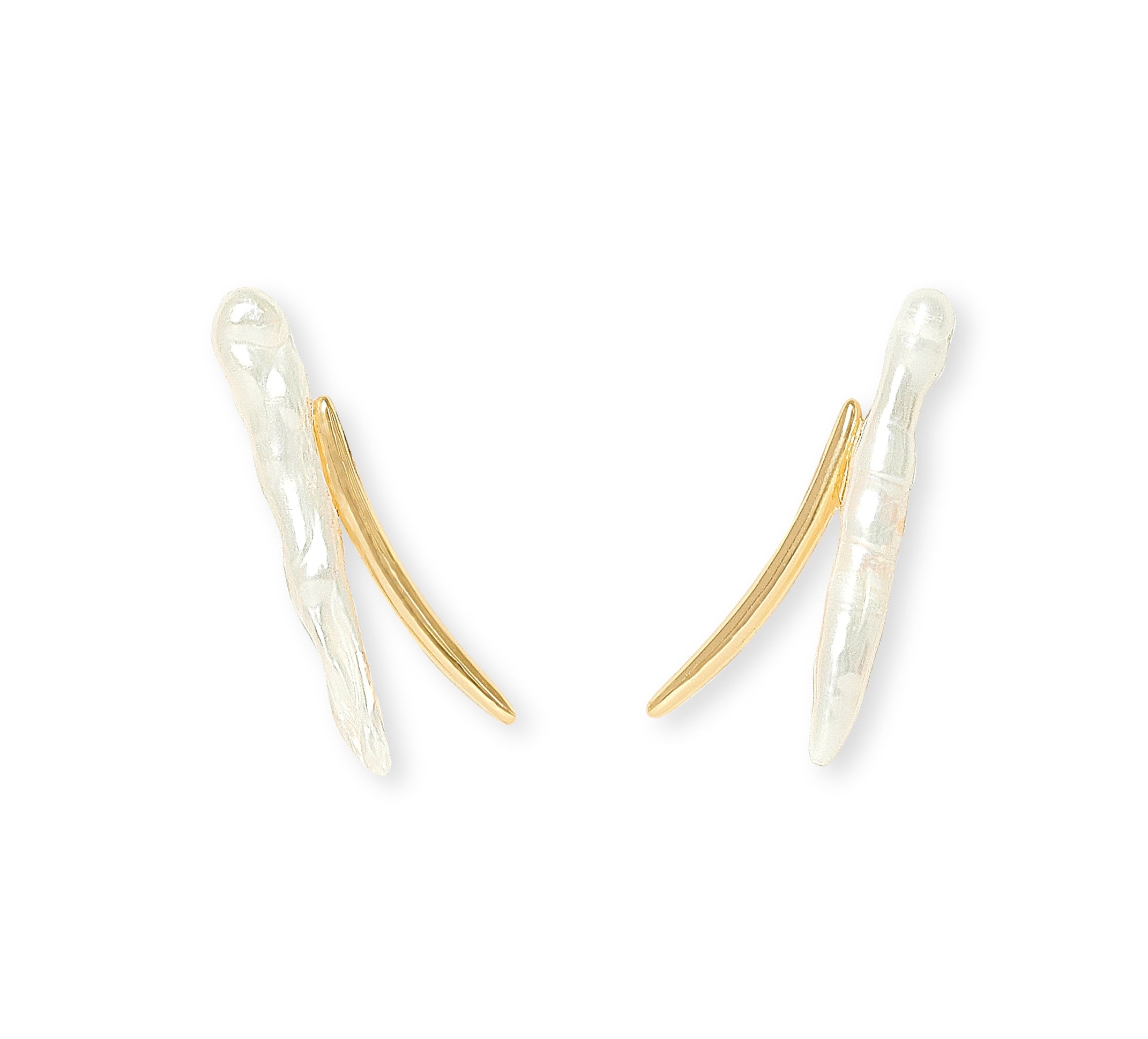 Pearls Of The Orient Online Women's Gold / White Credo Cultured Freshwater Pearl & Gold Lightening Stud Earrings In Multi