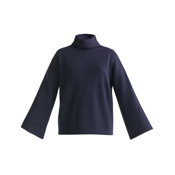 Paisie Roll Neck Oversized Jumper With Wide Sleeves In Navy