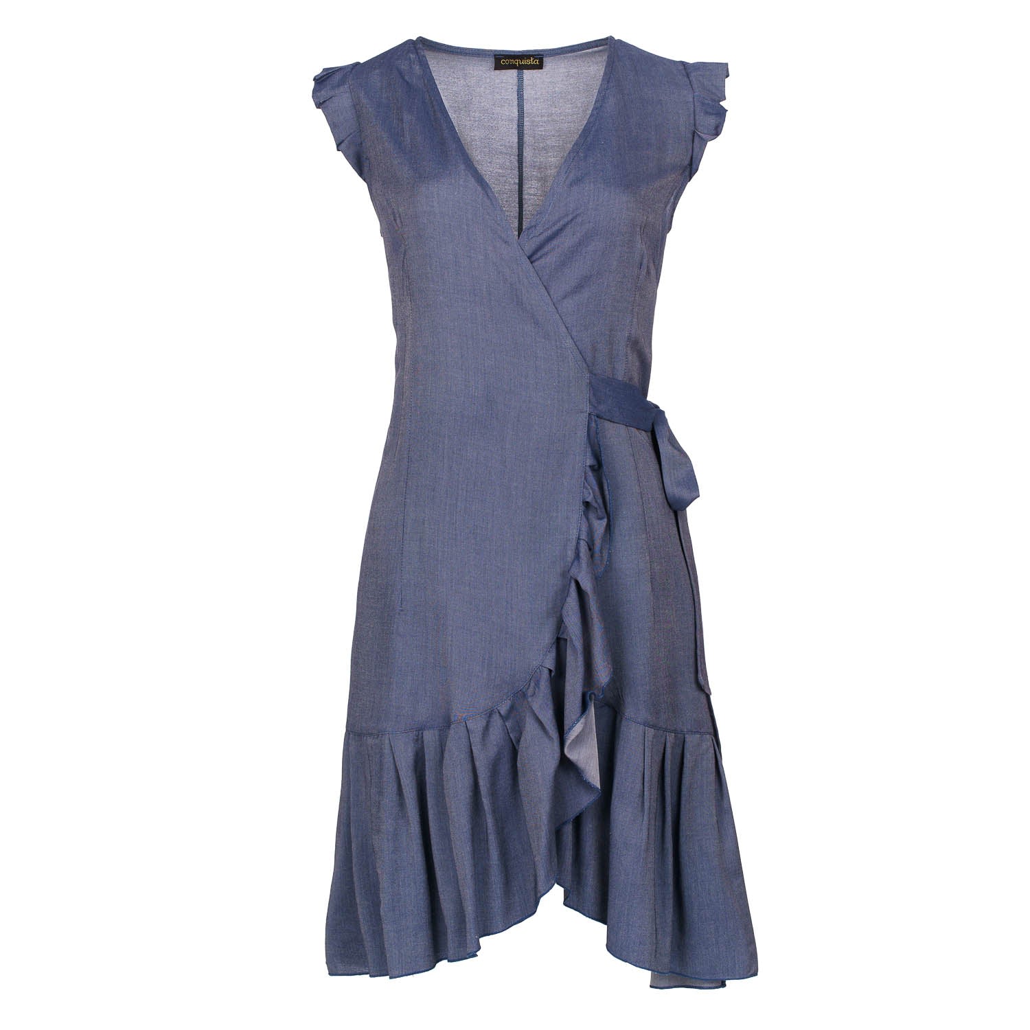Conquista Women's Blue Denim Style Wrap Dress In Blue