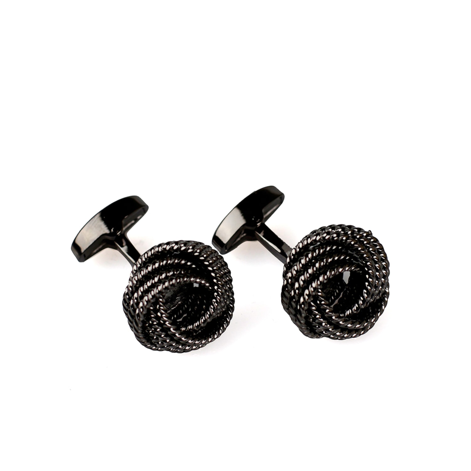 Men’s Neutrals Black Knotted Cufflink - Matte David Wej