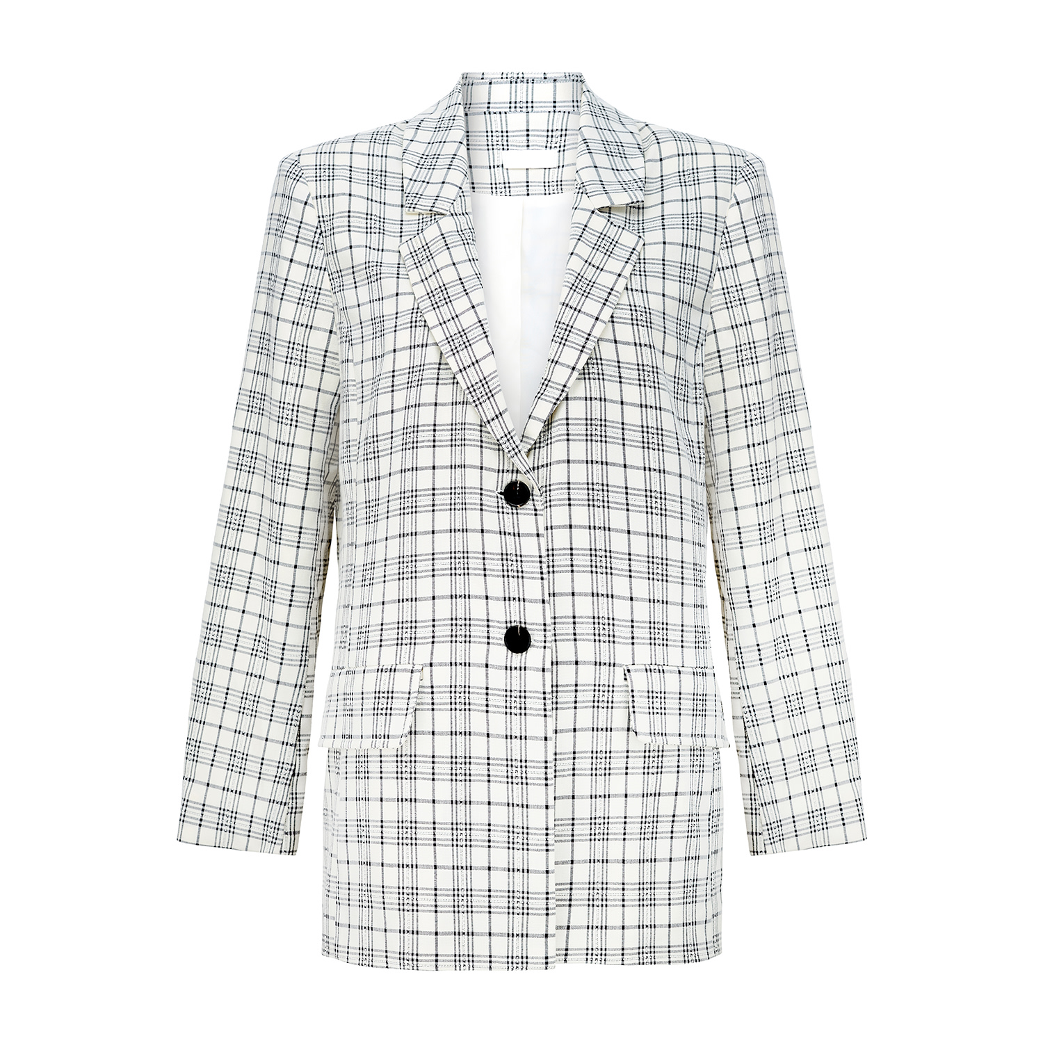 Women's Chess Blazer Jacket In White & Black | Extra Small | Lily and Lionel