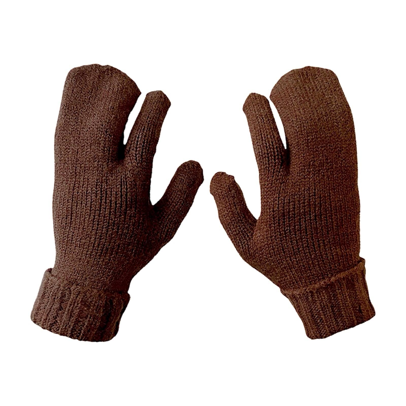 London Atelier Byproduct Women's Brown Soft Two Finger Knitted Mitten Gloves In Brown