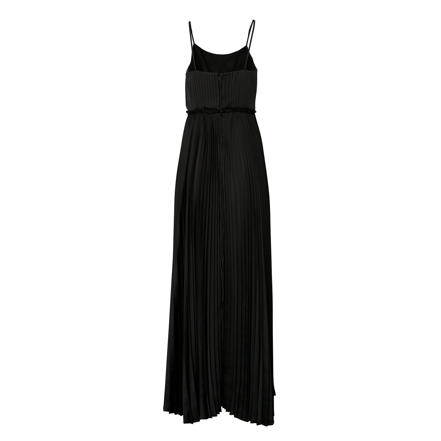 black satin pleated dress