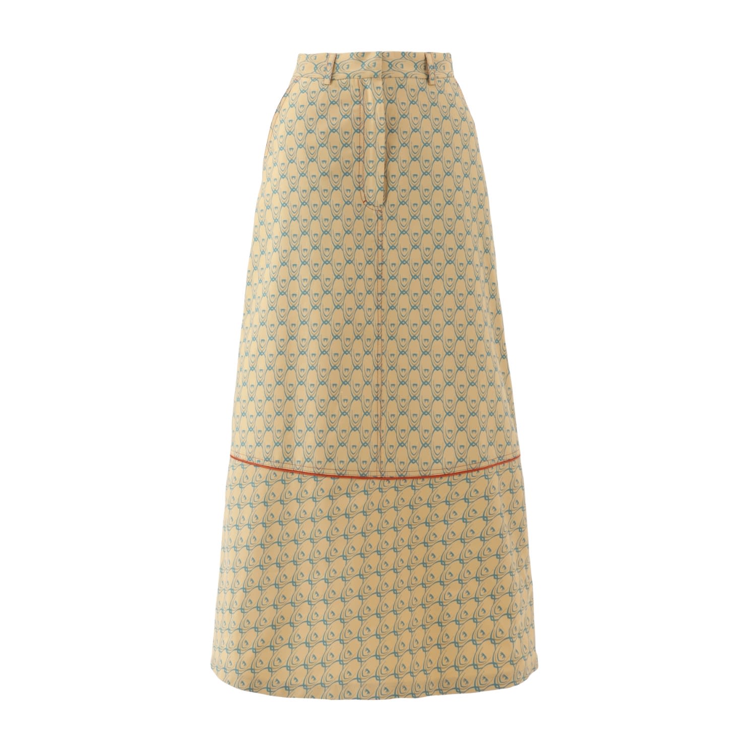 Julia Allert Women's Blue / Neutrals Designer Ankle Length A-line Printed Skirt Beige In Blue