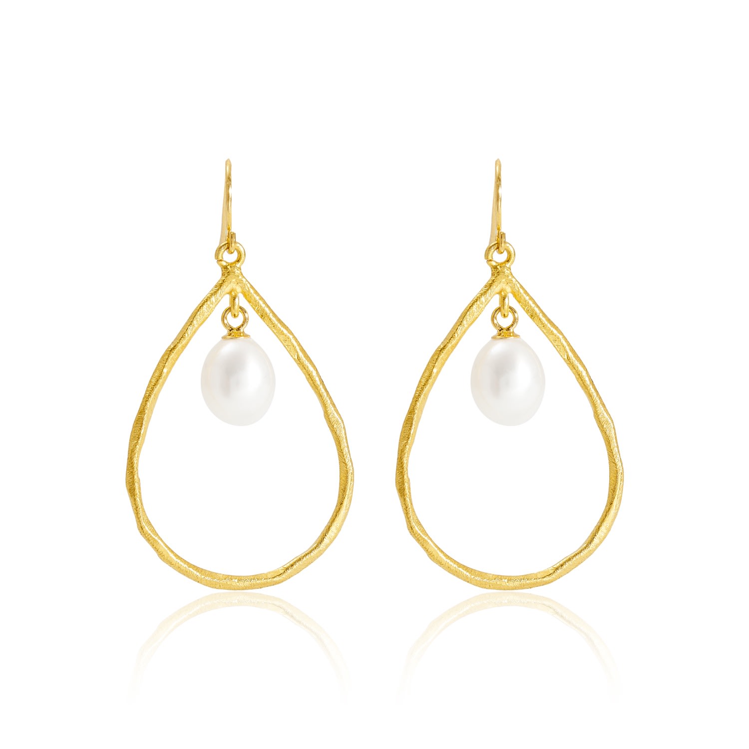 Women’s White / Gold Credo Brushed Gold Vermeil & Pearls Drop Earrings Pearls of the Orient Online