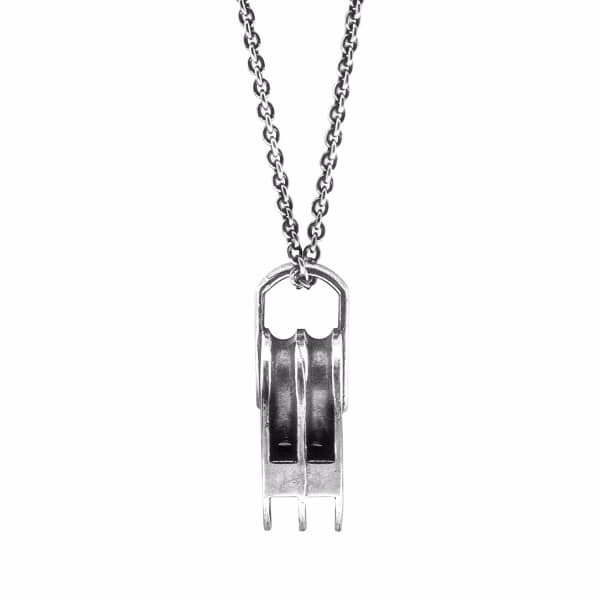 ANCHOR & CREW MEN'S TYNE PULLEY SILVER NECKLACE PENDANT