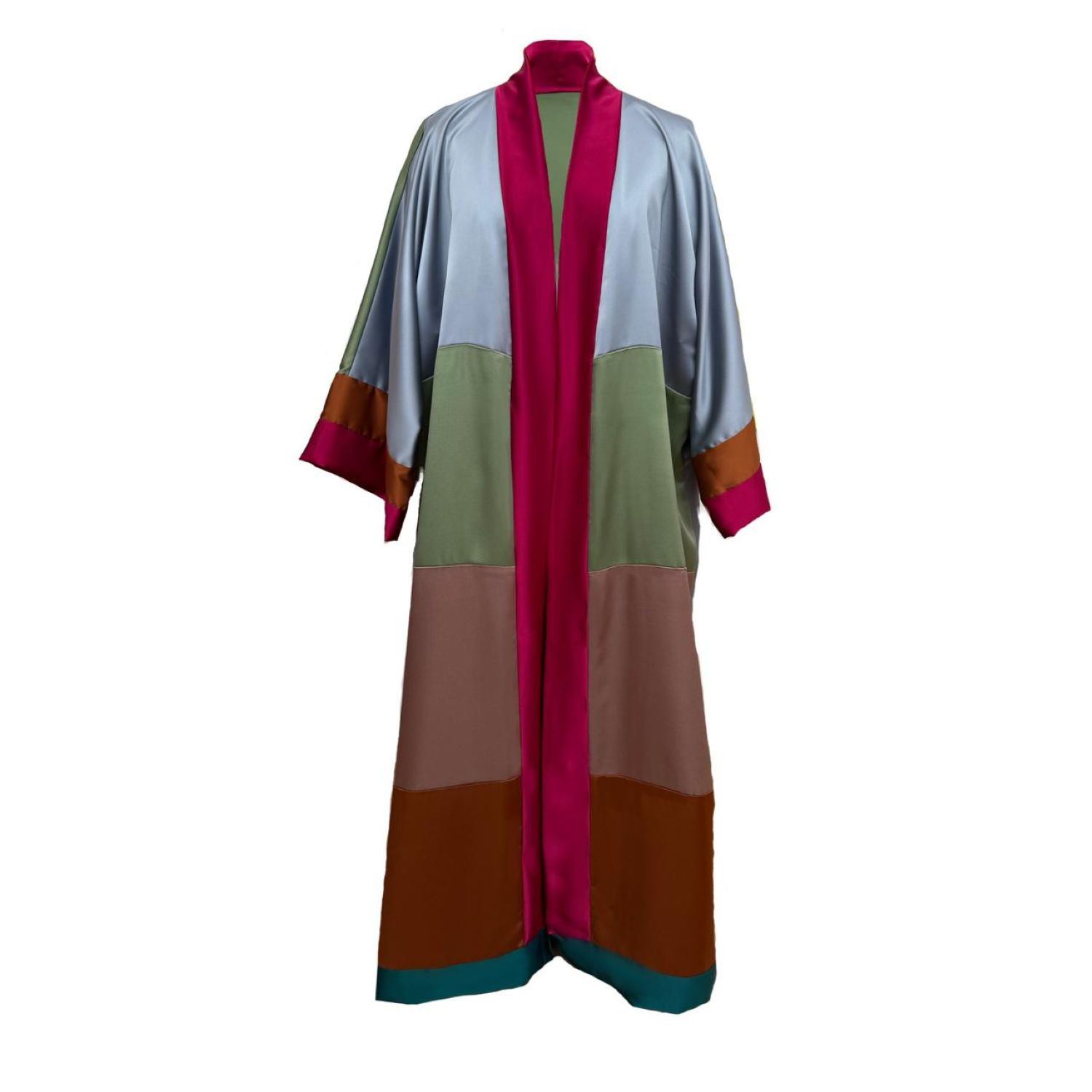 Women's One Of A Kind Olive Shades Satin Long Abaya Kaftan | One Size | Janara Jones