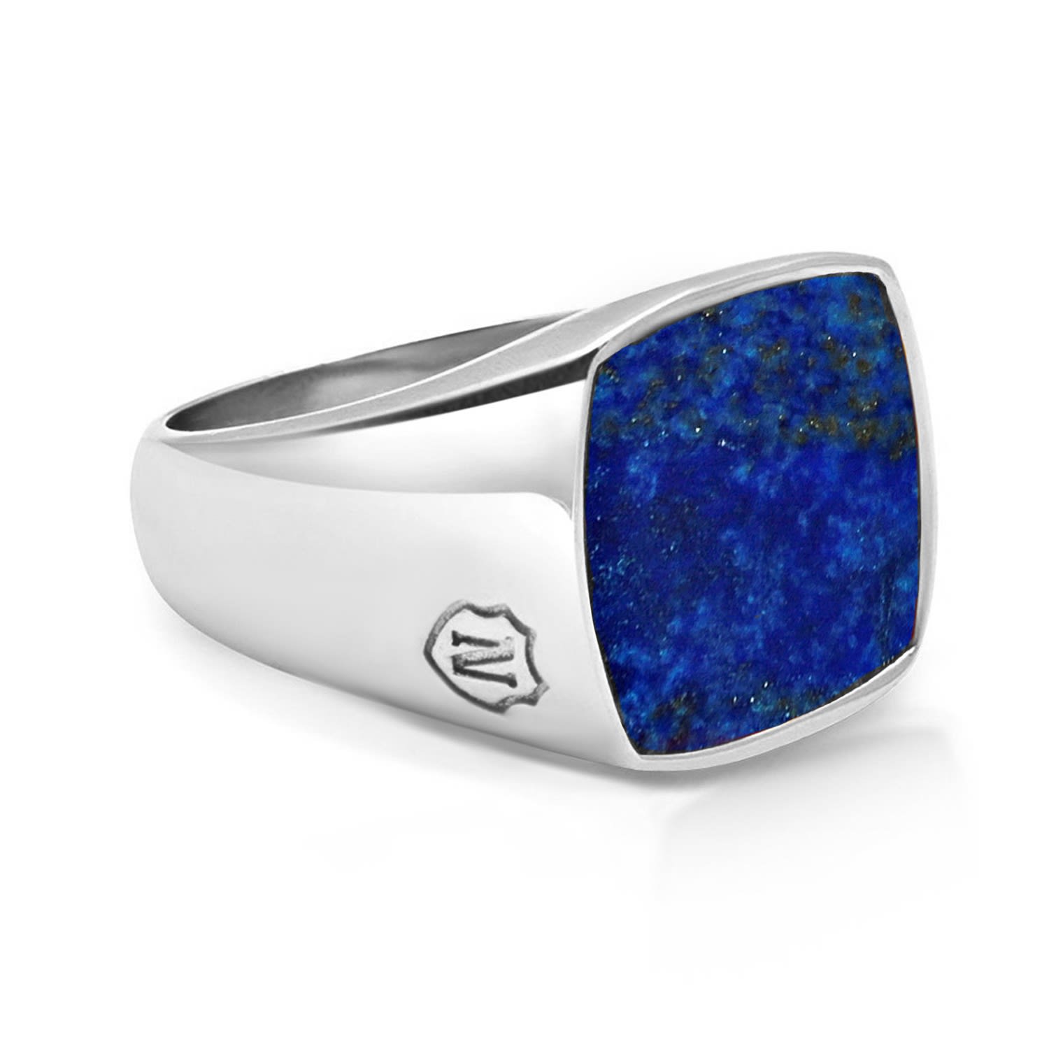 Nialaya Men's Silver Signet Ring With Blue Lapis In Metallic