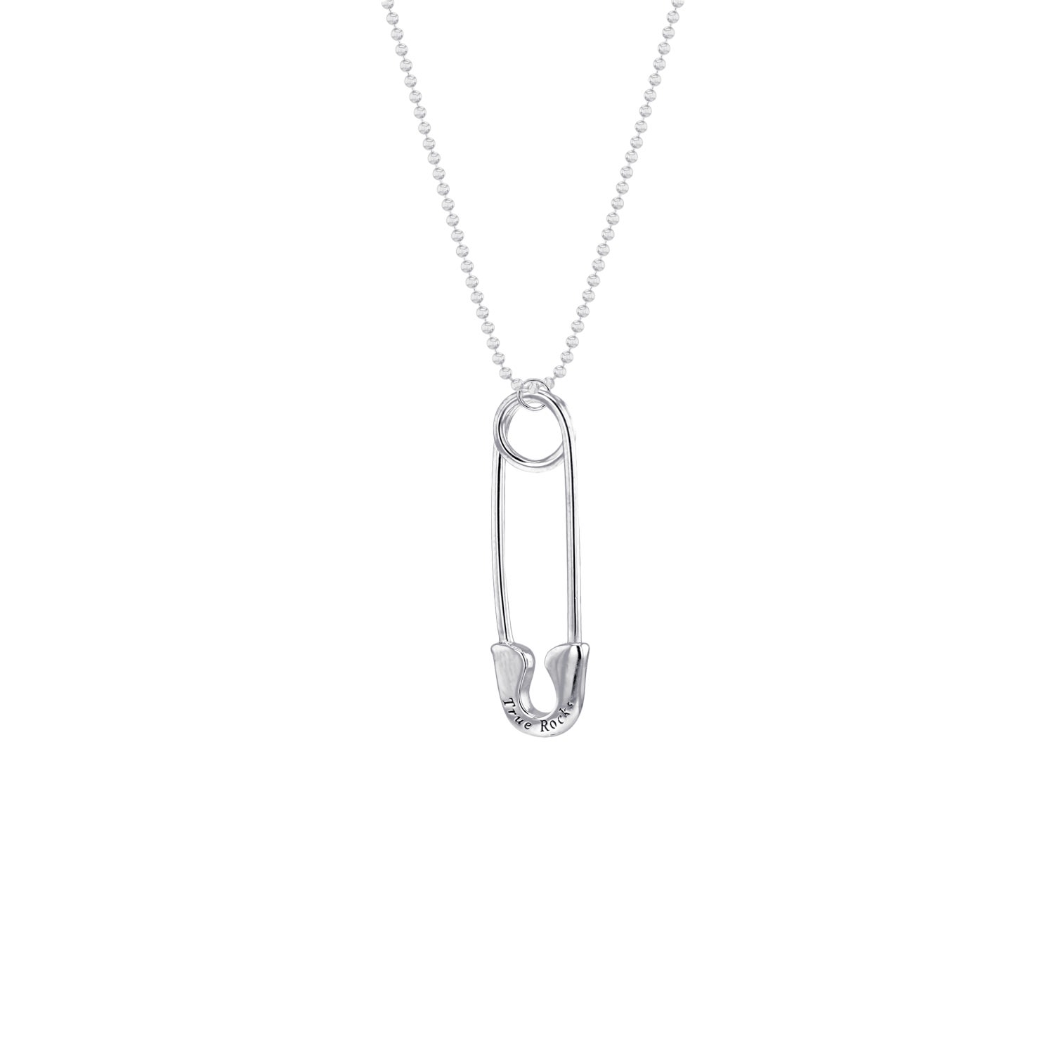 Women&rsquo;s Large Safety Pin Necklace In Sterling Silver & Rhodium Plated | True Rocks
