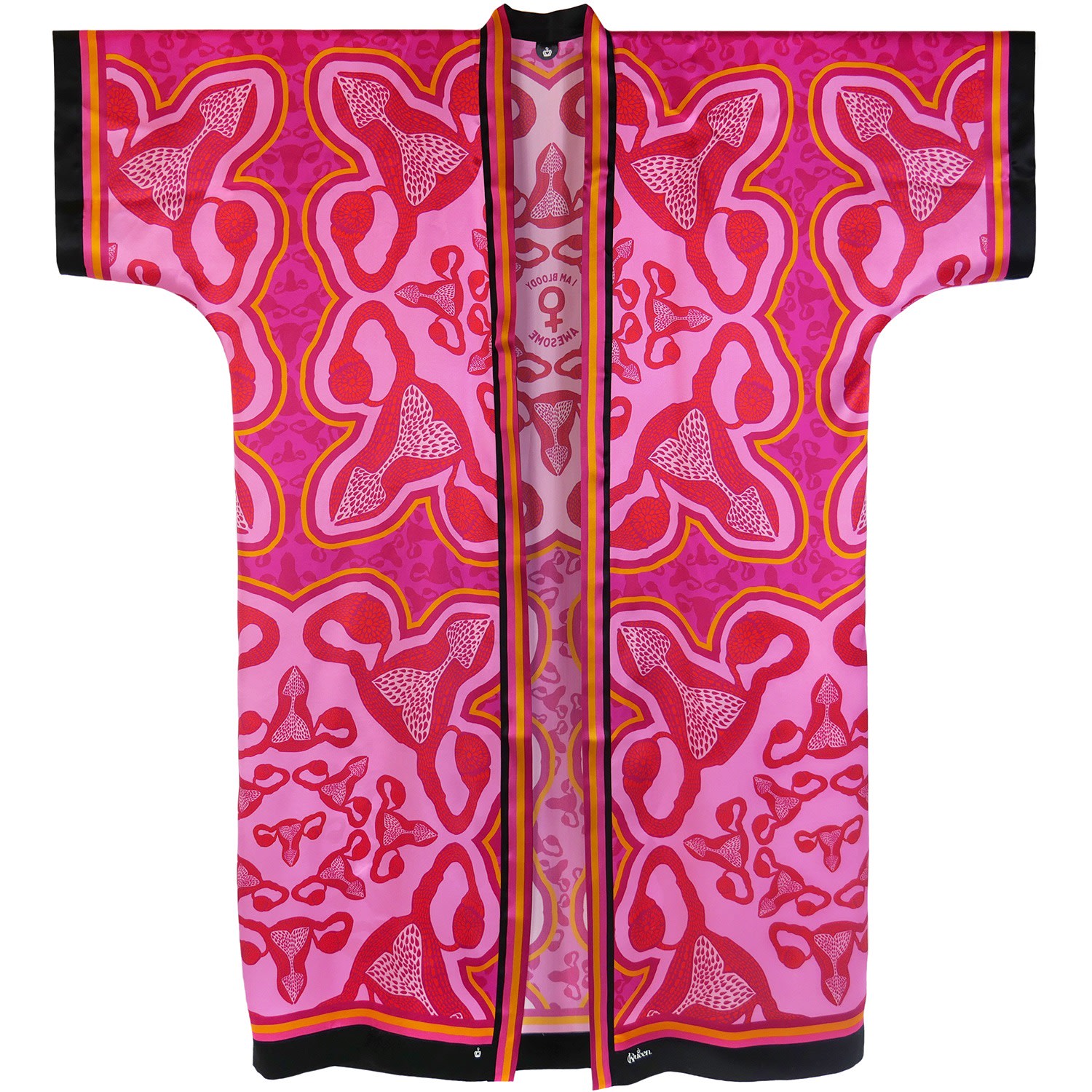 Women's Black / White / Red Silk Kimono - Bloody Awesome - Pink | One Size | Kueen