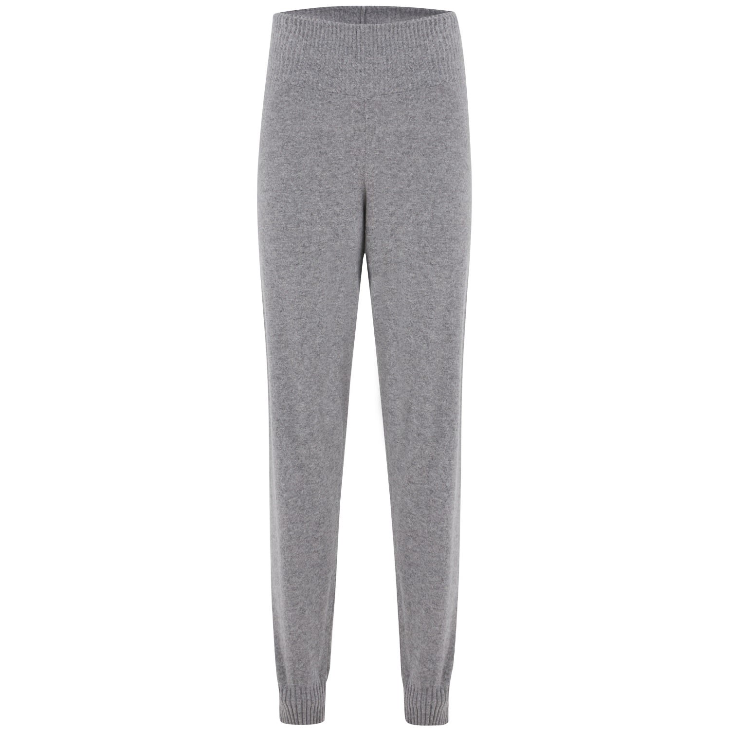 Women’s High Waist Cashmere Blend Knitwear Jogger Trousers - Grey Large Peraluna