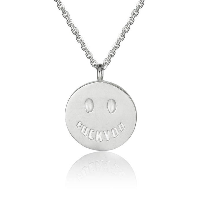 Cartography Men's Fuck You - Smiley Necklace In Sterling Silver