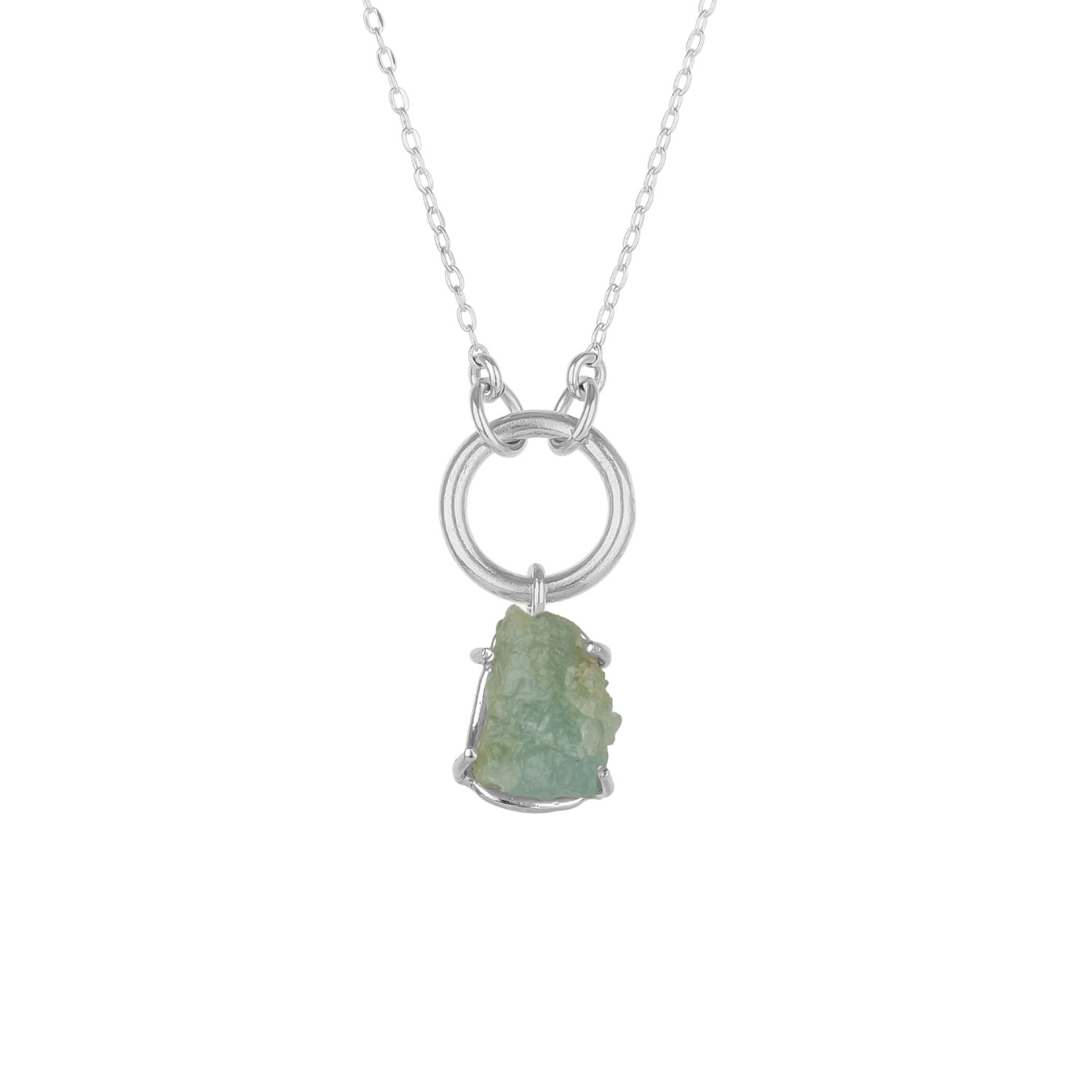 Mejoma Women's Blue / Silver Raw Chalcedony Gemstone Pendant Chain Link Silver Necklace In Multi