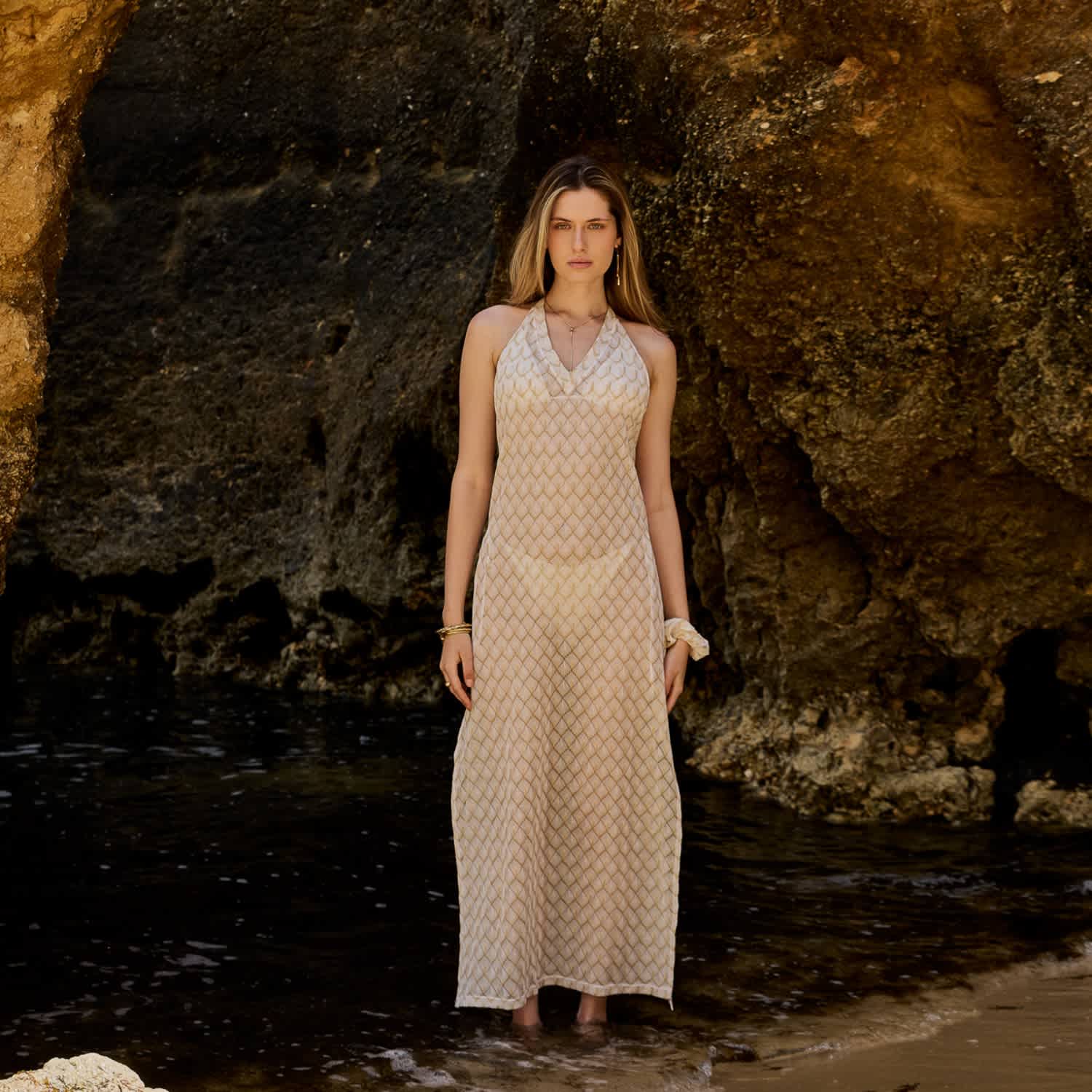 beige seashell dress Balmain
