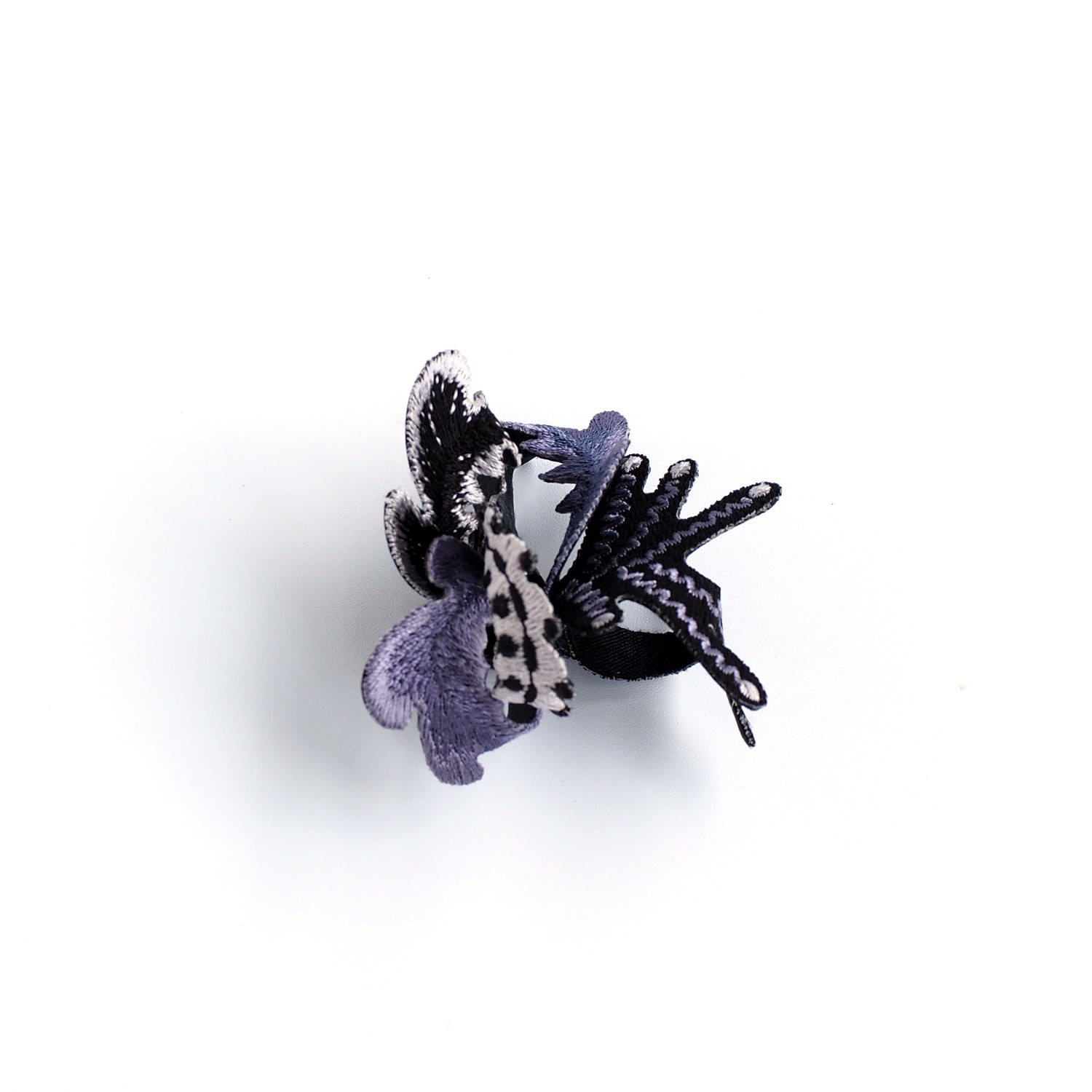Nana Watanabe Women's Grey / Black Wetland Embroidery Earring - Black In Multi