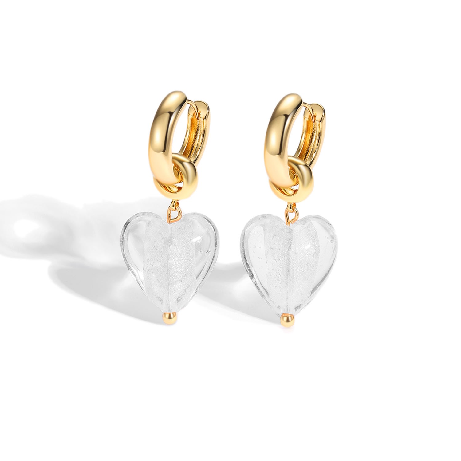 Women’s Esme White Clear Glaze Heart Dangle Earrings Classicharms