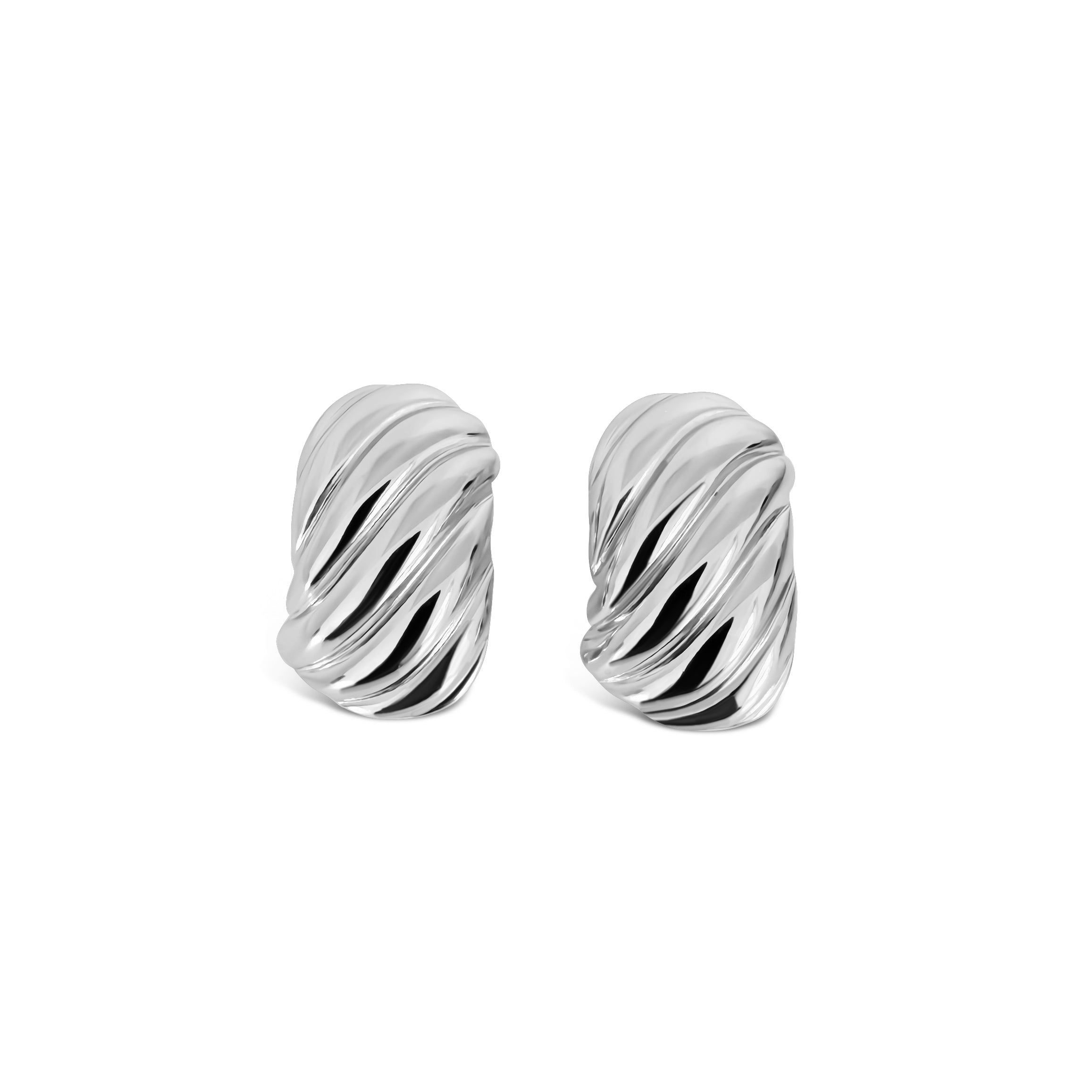 Anisa Sojka Women's Silver Chunky Ribbed Earrings In White