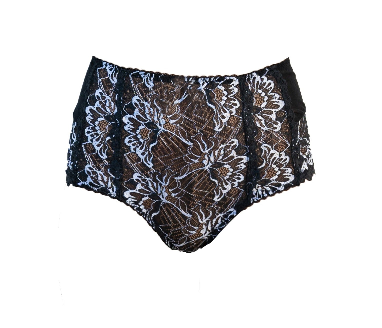 Women’s Black Kyoto Tulle & Lace High-Waisted Brazilian Panty Extra Small Carol Coelho