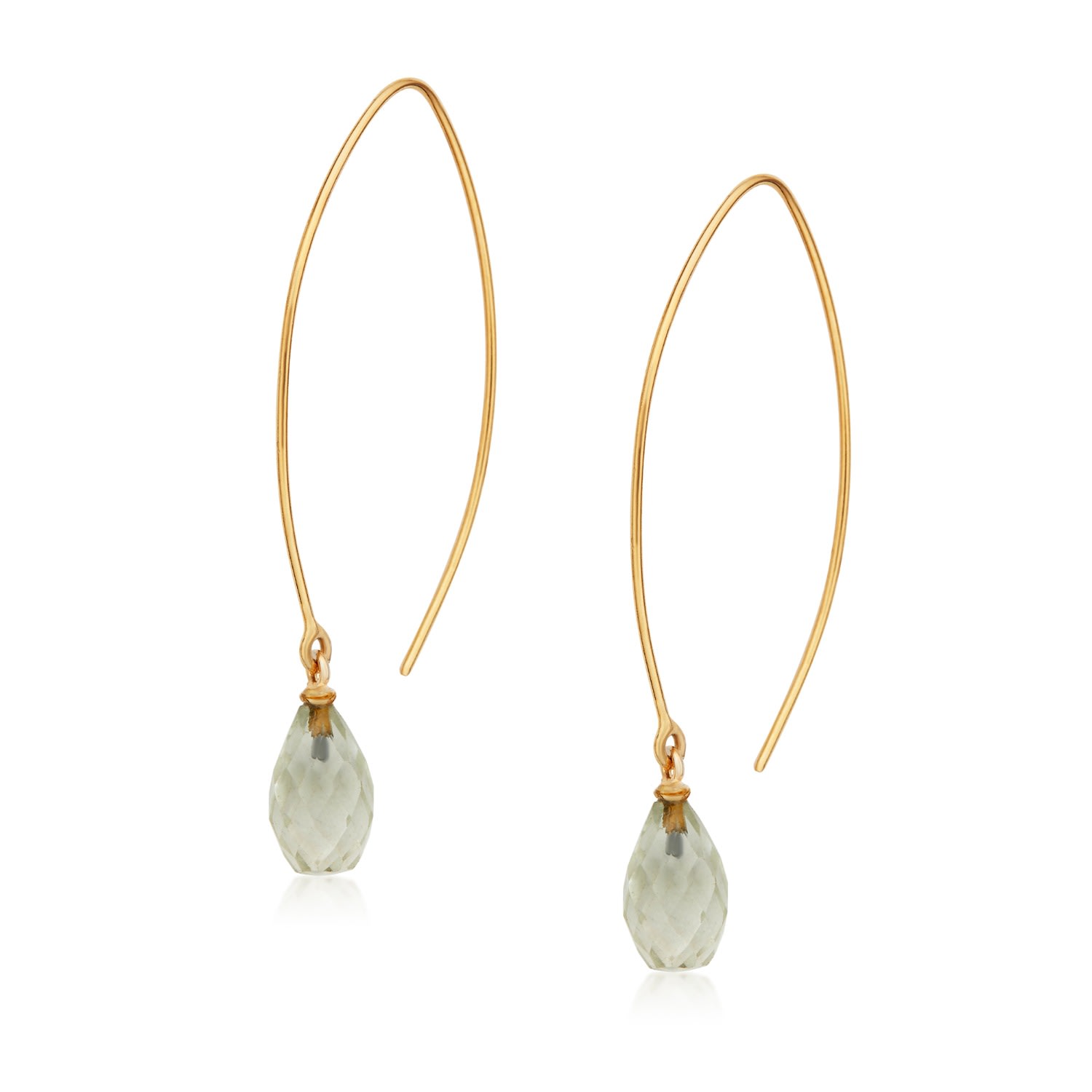 Women's Gold / Green Jewel Drop Hoops - Green Amethyst | Preeti Sandhu