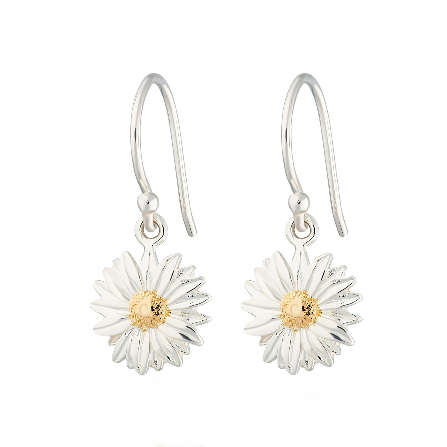 Women’s Gold / Silver Sterling Silver Daisy Hook Earrings Lily Charmed