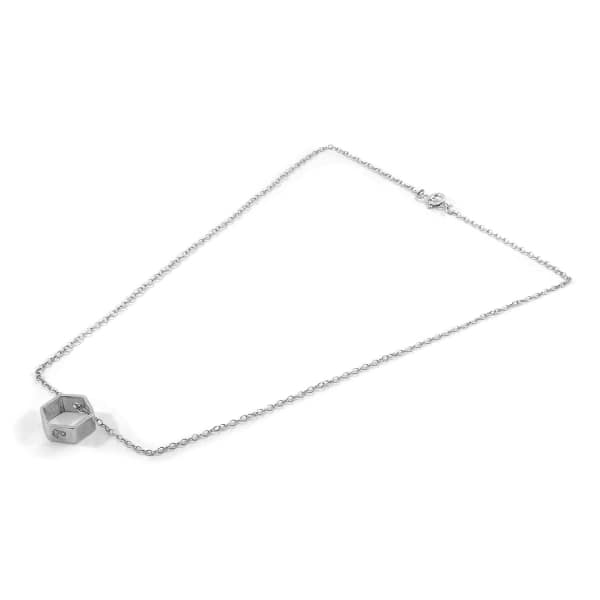 Anchor & Crew Lane Hexagonal Mini Geometric Silver Necklace Pendant In Silver