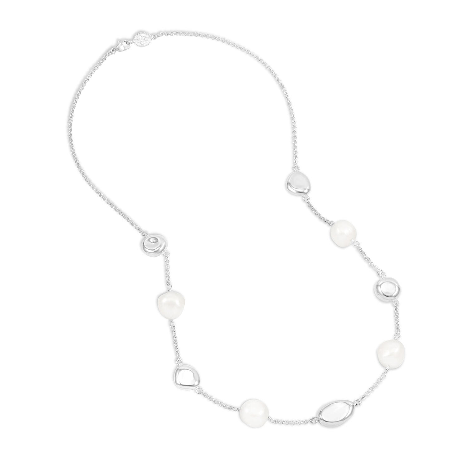 Dower & Hall Women's Baroque Pearl & Pebble Necklace In Silver In Metallic