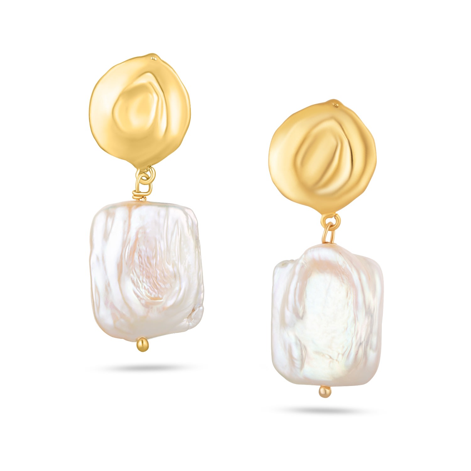 Arctic Fox & Co. Women's Gold / White Gold Pearl Drop Molten Earrings - Josi