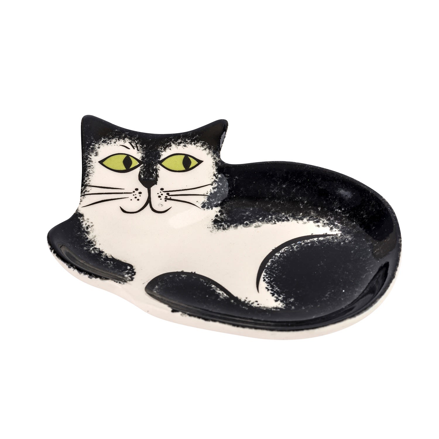Hannah Turner Black & White Cat Trinket Dish In Black